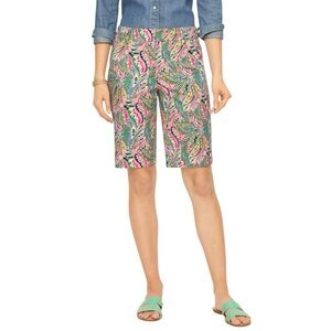 Talbots Perfect Short 9” Inseam Pink Botanical Paisley Pockets Stretch size 8